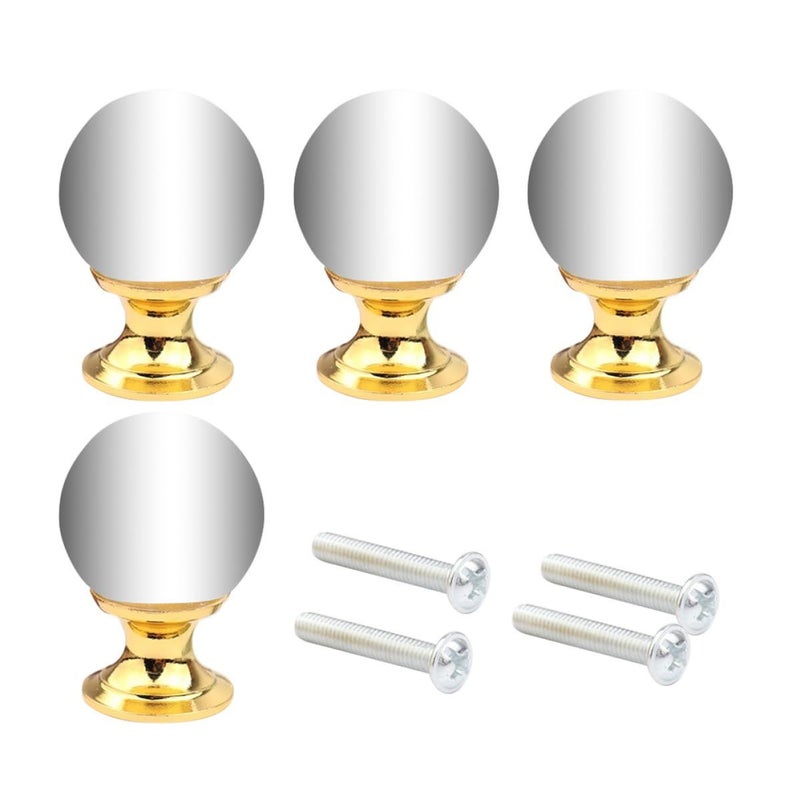 4 Crystal Glass Drawer Knobs Ball Shape Cabinet Handles Gold Accent Kitchen Bathroom - Image 2