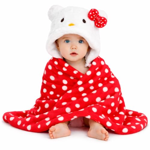 BRANDONN New Born Baby Blanket Pack of Super Soft Bathrobe Wrapper Bath Towel for Boys, Girls, Babies (Red Polka, Length 82 cm x Width 82 cm, 0-12 Months) - Image 1