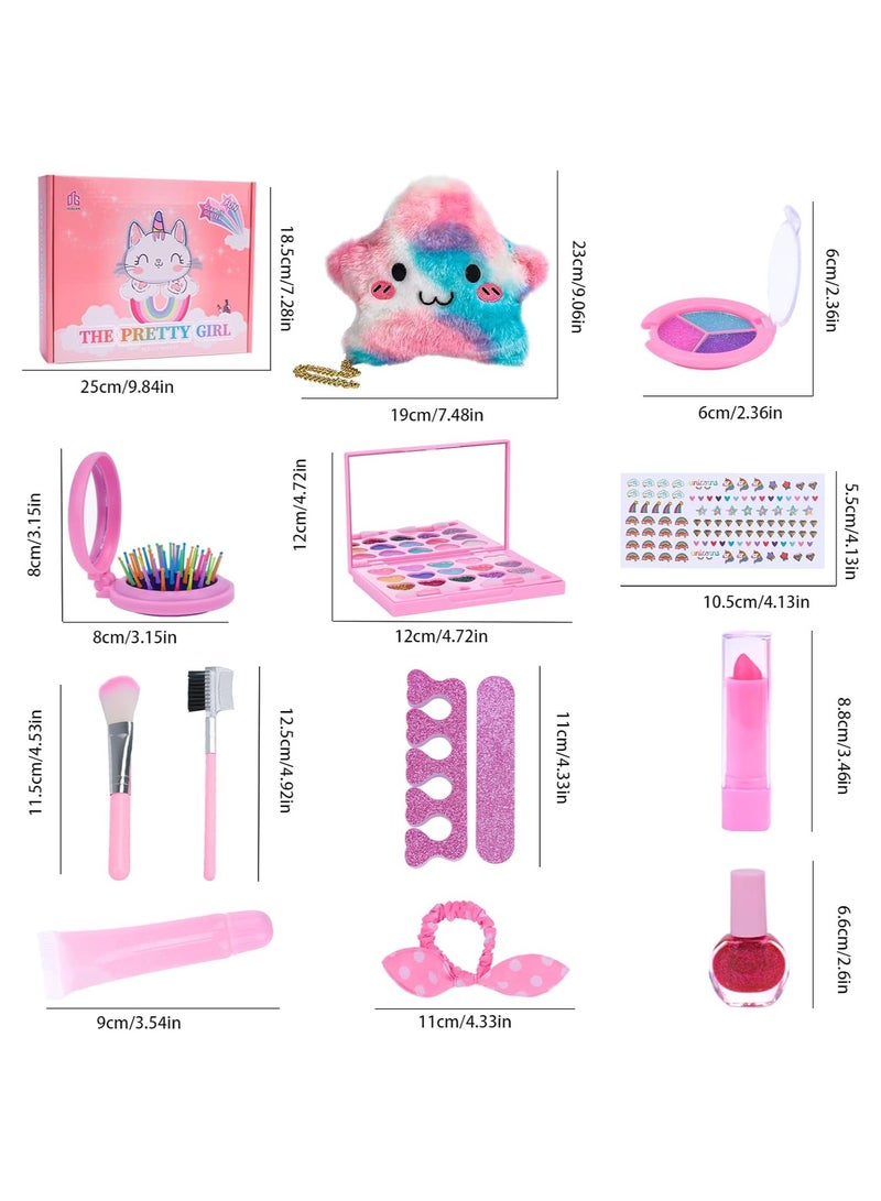 مجموعة مكياج للأطفال للفتيات، مجموعة مكياج وهمية للفتيات الصغيرات بعمر 4 5 6 7 8 9 سنوات، مجموعة هدايا مكياج تظاهر للفتيات الصغيرات، هدايا عيد ميلاد للفتيات بعمر 8 سنوات فما فوق - Image 3