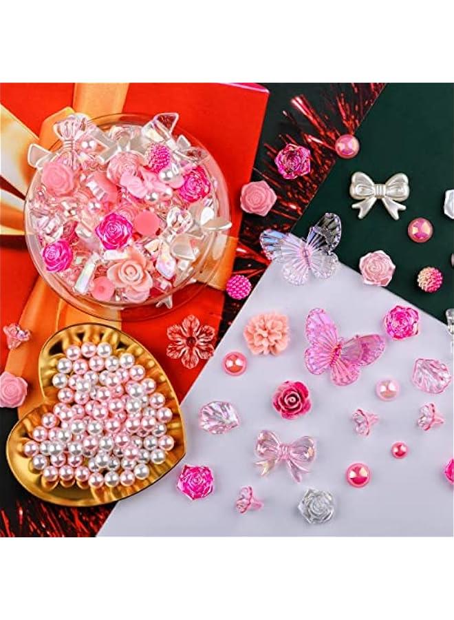 FYLX Colorful Flower Charms and Pearl Beads for DIY Jewelry Making  350 s - Image 2