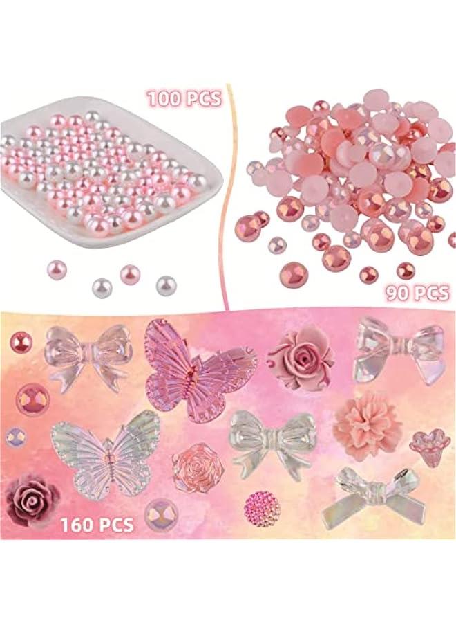 FYLX Colorful Flower Charms and Pearl Beads for DIY Jewelry Making  350 s - Image 3