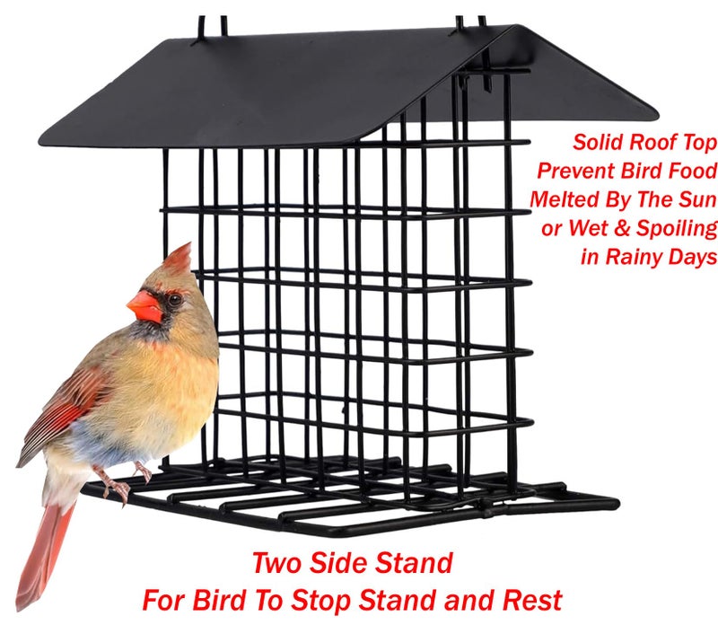Mcage Durable Roof Top Bird Parrot Suet Reusable Feeder for Outside Garden Yard Patio Hanging Metal Suet Cake Holder Squirrel Proof Weatherproof for Wild Hummingbird Woodpecker - Image 3