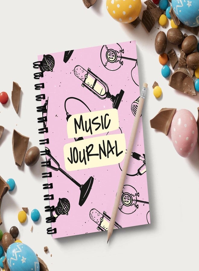 VPRINT QUALITY Vprint music texture Instruments Spiral Wiro Unruled Blank Pages Notebook Diary Journal Drawing Book Size-A5(6X9 Inches) (music texture Instruments) - Image 2