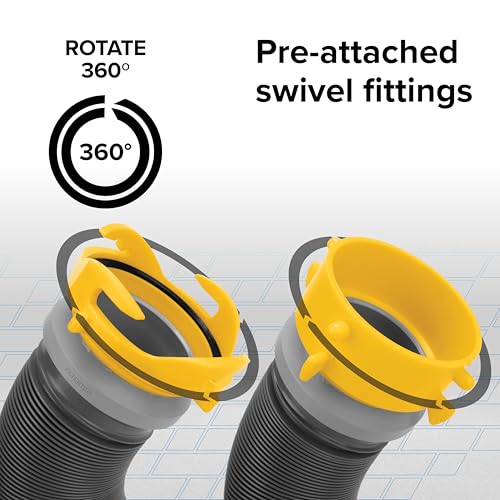 Camco 39665 Deluxe 10' Sewer Hose Extension - Heavy Duty Design with Swivel Fittings, Easy To Use and Compresses For Simple Storage, Storage Caps Included, Gray - Image 3
