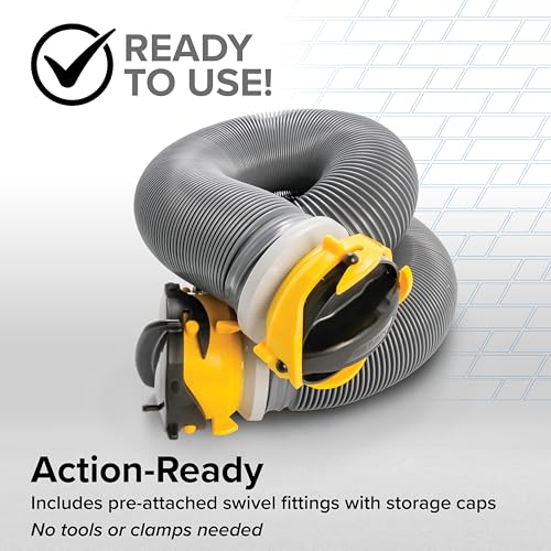 Camco 39665 Deluxe 10' Sewer Hose Extension - Heavy Duty Design with Swivel Fittings, Easy To Use and Compresses For Simple Storage, Storage Caps Included, Gray - Image 4