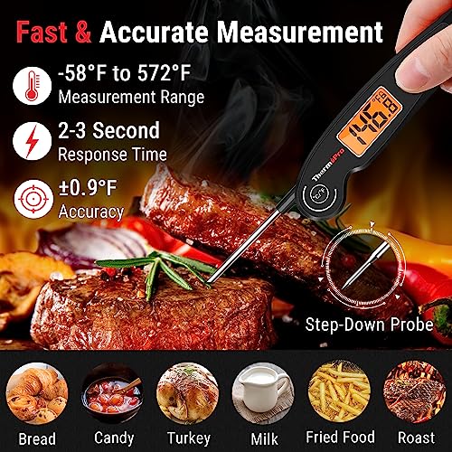 ThermoPro TP605 Instant Read Meat Thermometer Digital for Cooking, Waterproof Food Thermometer with Backlight & Calibration, Digital Probe Cooking Thermometer for Kitchen, Outdoor Grilling and BBQ - Image 2