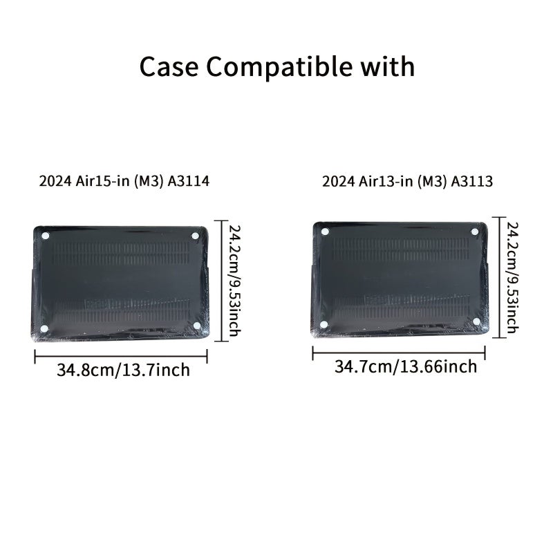 Transparent Protective Shell Hard Case For 2023 Apple Macbook Air 15 Inch M2 A2941 Black - Image 3