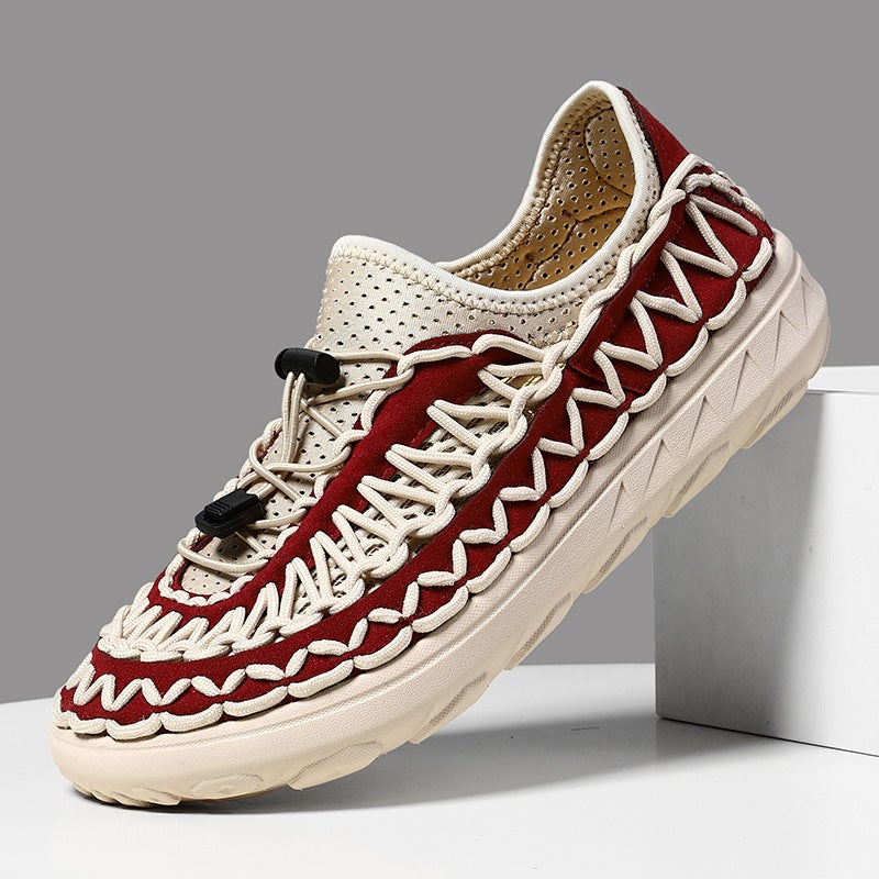 Independent Station Popular Summer Cut Out Breathable Casual Mesh Shoes Hand-Woven Slip-On Sandals Large Size 47 - Image 4