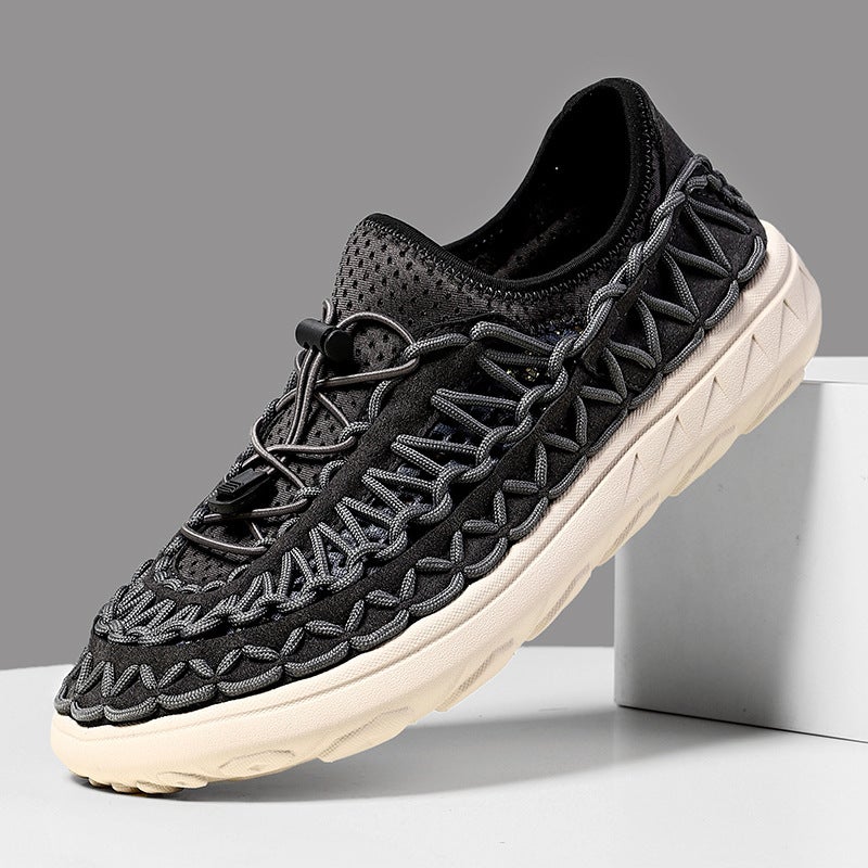 Independent Station Popular Summer Cut Out Breathable Casual Mesh Shoes Hand-Woven Slip-On Sandals Large Size 47 - Image 3