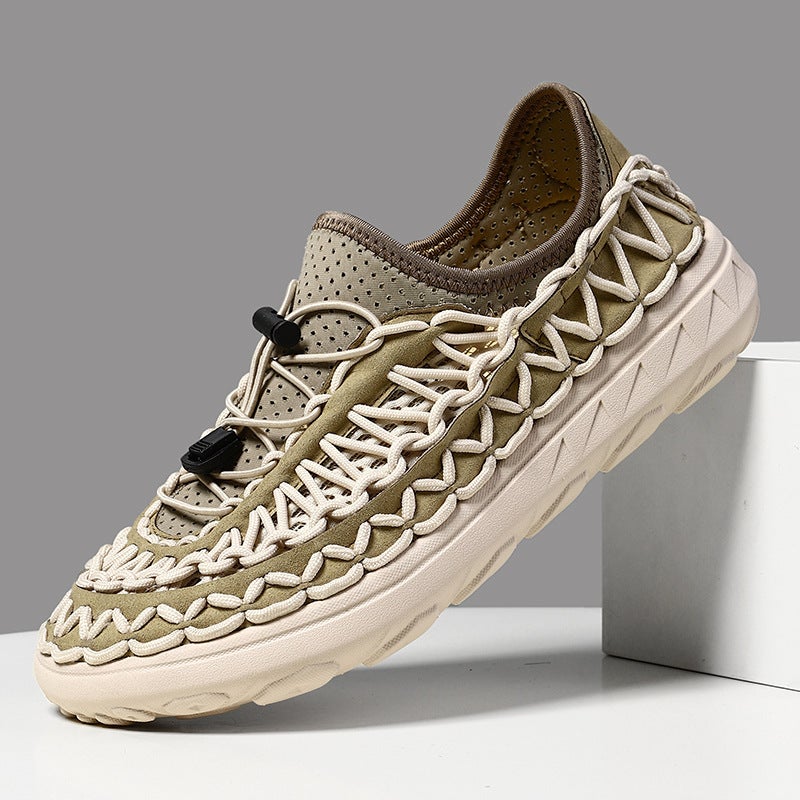 Independent Station Popular Summer Cut Out Breathable Casual Mesh Shoes Hand-Woven Slip-On Sandals Large Size 47 - Image 2