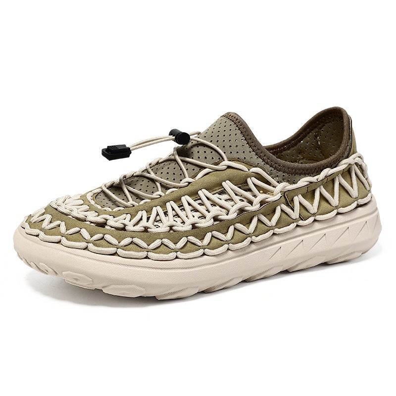 Independent Station Popular Summer Cut Out Breathable Casual Mesh Shoes Hand-Woven Slip-On Sandals Large Size 47 - Image 1
