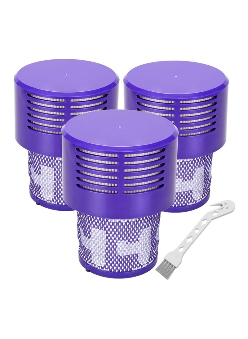 Replacement Filters, Replacement V10 Filters for Dyson V10 Cyclone Series, Replace Part No. 969082-01, 3 Pack Filters and 1 Clean Brush