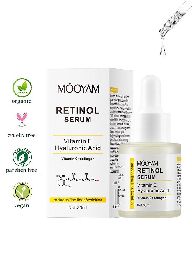 MOOYAM Retinol Serum 30ml- Collagen & Vitamin C/E Anti Aging Serum ,Retinol and Hyaluronic Acid to Rapid Wrinkle Repair 30ml  - Image 1