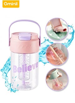 Ominii Portable water cup with tea drain double-layer direct drinking straw unisex drinking cup water bottle 600ml  - Image 1