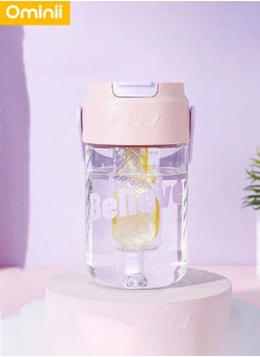 Ominii Portable water cup with tea drain double-layer direct drinking straw unisex drinking cup water bottle 600ml  - Image 2