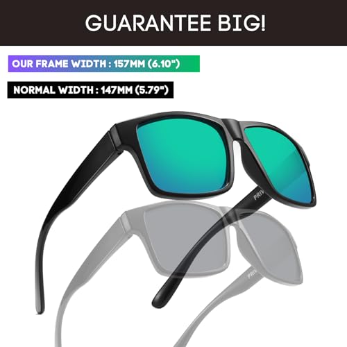 PRIVEL XXL Size Extra Large Square 157MM Polarized Sunglasses for Big Wide Heads Men TR90 Lightweight UV400 Glasses (PMX008P-4) - Image 3