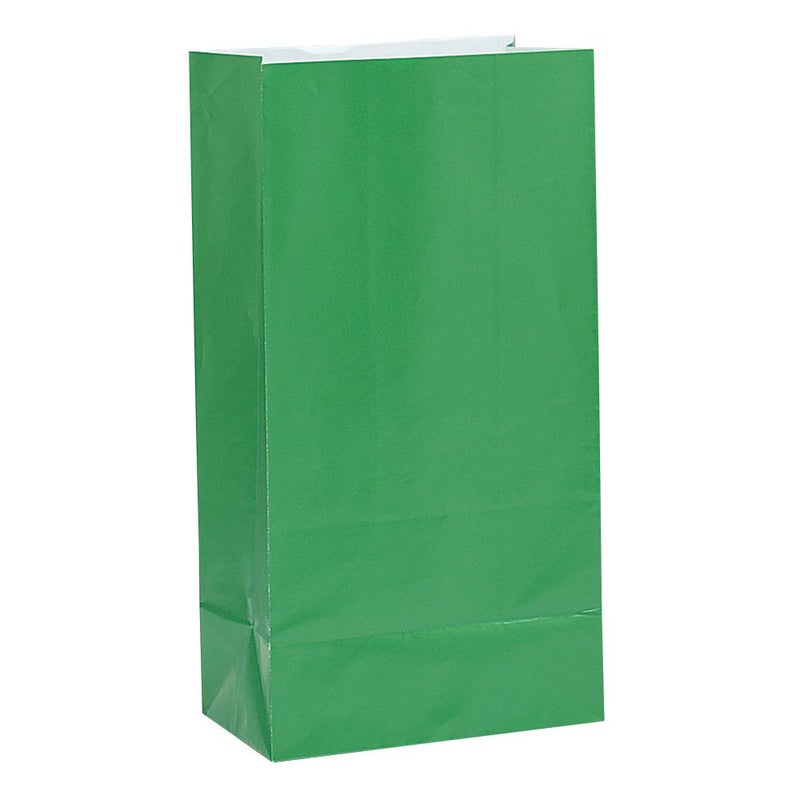 Unique Vibrant Green Paper Party Bags (Pack of 12) - Premium Quality, Perfect for Celebrations & Gifts - Image 1
