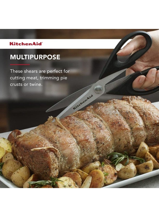 KitchenAid مقص مطبخ كيتشن إيد متعدد الاستخدامات مع غلاف واقي، مقصوص من الفولاذ المقاوم للصدأ، آمن في غسالة الصحون، مقبض مريح ناعم، 8.72 بوصة، أسود - Image 5