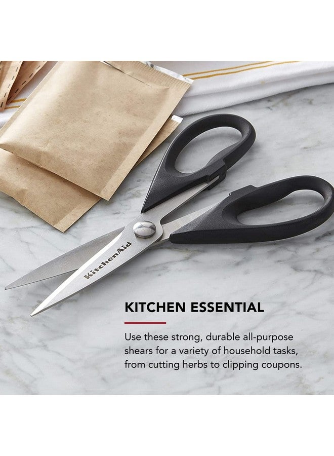 KitchenAid مقص مطبخ كيتشن إيد متعدد الاستخدامات مع غلاف واقي، مقصوص من الفولاذ المقاوم للصدأ، آمن في غسالة الصحون، مقبض مريح ناعم، 8.72 بوصة، أسود - Image 2