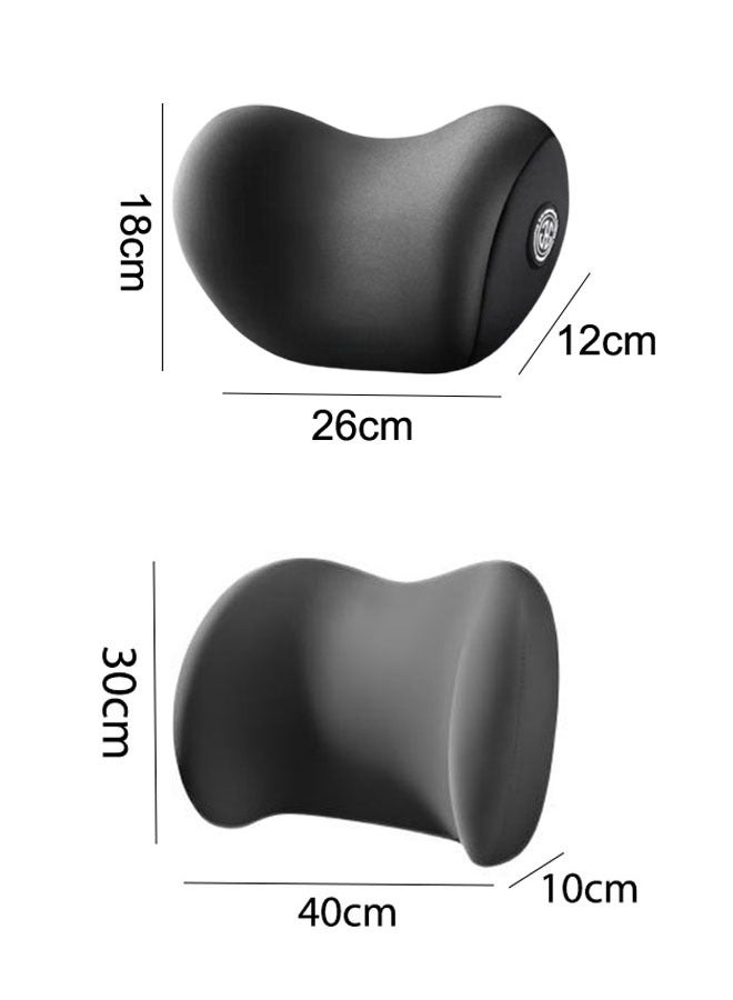 Lumbar Support Pillow And Car Headrest Neck Pillow Set Car Back Cushion Lumbar Support And Car Neck Pillow Kit Relieve Neck And Back Pain Improve Posture Cushion Memory Foam Ergonomic Seat Cushion With Adjustable Strap Automotive Interior (Black) - Image 2