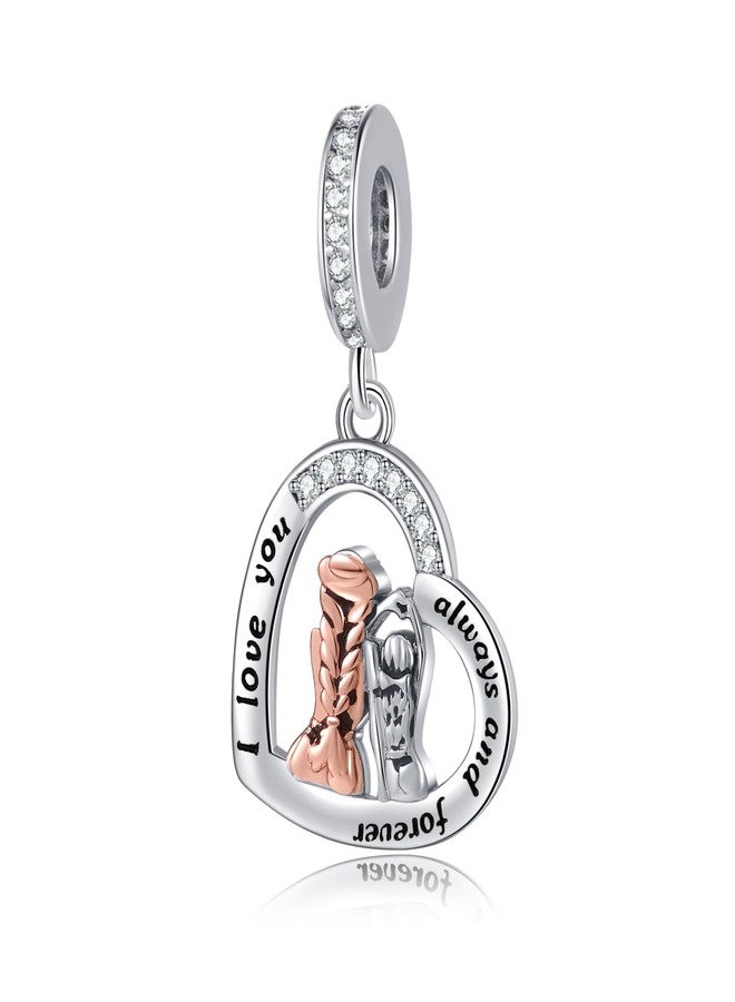 QeenseKc Mother Dauhgter Heart Dangle Charm Best Friend Bead Compatible with Pandora Bracelet Women - Image 1