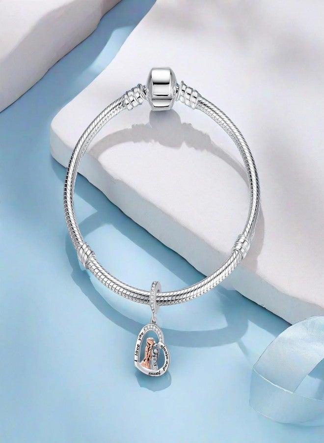 QeenseKc Mother Dauhgter Heart Dangle Charm Best Friend Bead Compatible with Pandora Bracelet Women - Image 3