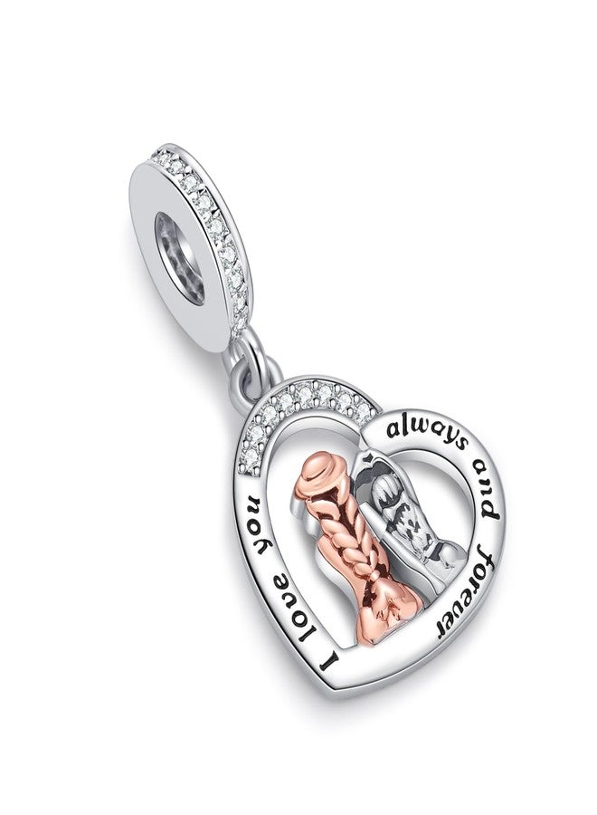 QeenseKc Mother Dauhgter Heart Dangle Charm Best Friend Bead Compatible with Pandora Bracelet Women - Image 2