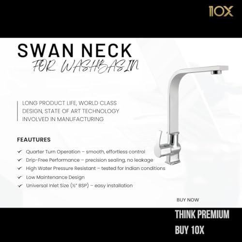 10X Brass Swan Neck ST-87716 for Bathroom/Washbasin Table Mounted Chrome Plated - Image 2