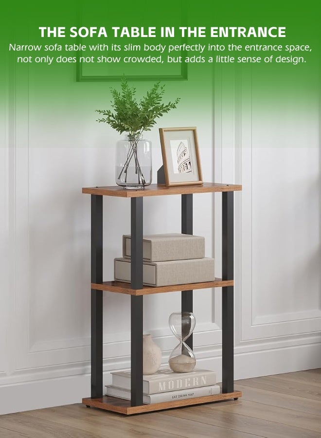 مساحة عمار طاولة جانبية بعجلات، مجموعة من 2 طاولة جانبية وطاولة بجانب السرير مع رفوف تخزين من طبقتين للمساحات الصغيرة، غرفة المعيشة، غرفة النوم، الطراز الريفي - Image 5