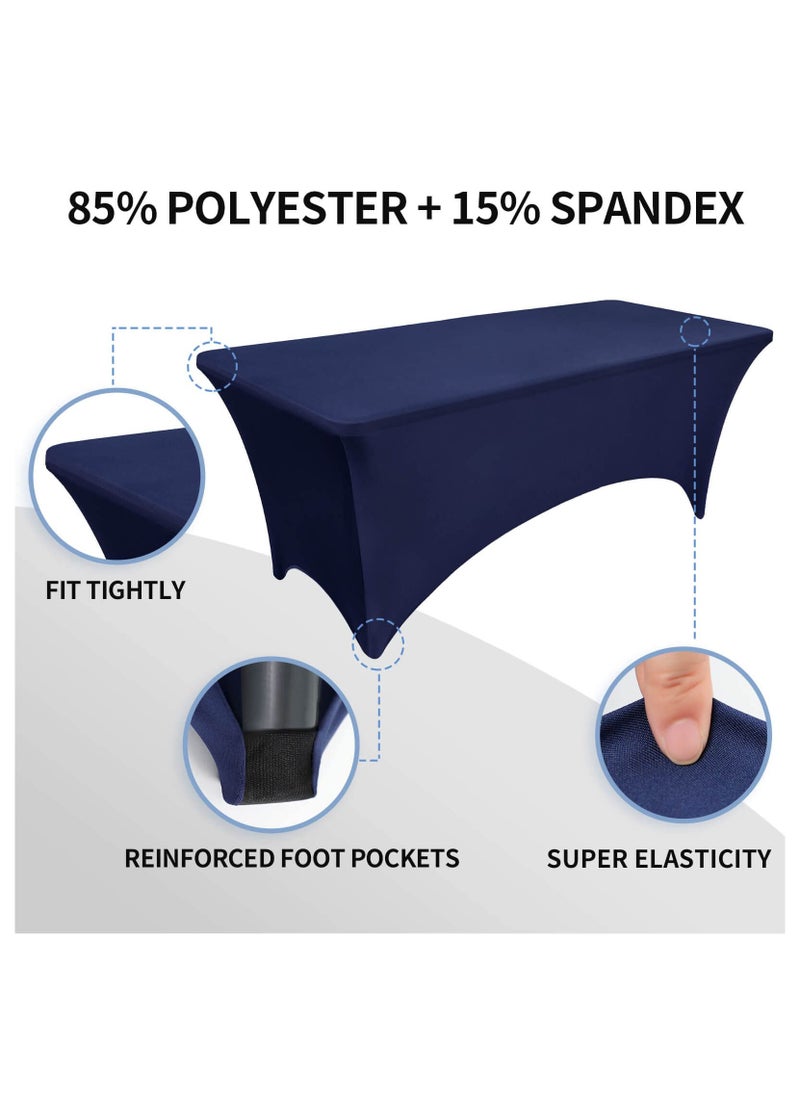 Arabest - Spandex Table Cloth, 6ft Table Cover Rectangular Stretch Table Cloth Tight Fit Tablecloth for Parties, Trade Shows, Weddings and Events of All Kinds(Blue) - Image 1