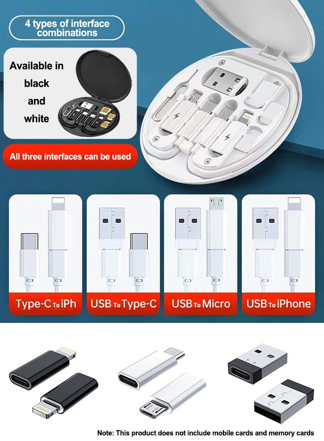 NIBEMINENT Multi-type Data Charging Cable Converter Kit Data Cable Box (White)  - Image 1