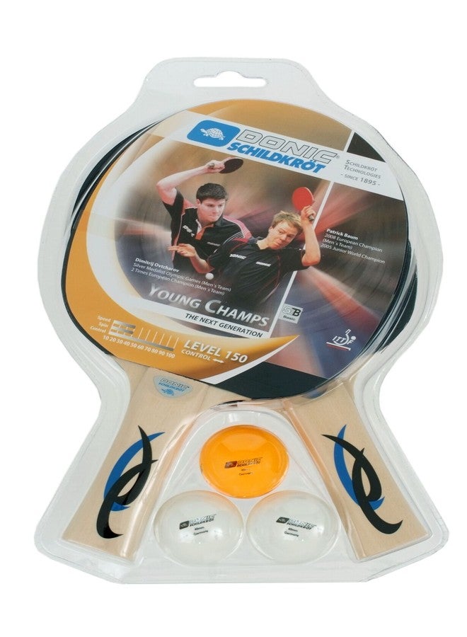 DONIC Young Champ 150 All-Rounder Table Tennis Bat, Colour - Black/White, Weight - 86g