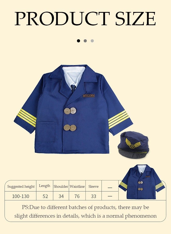 DUNISO Children's pilot costume, suitable for boys and girls to wear flight prop suits, role-playing sets, equipped with a hat and toy three piece set, suitable for heights of 100 to 130 centimeters - Image 2