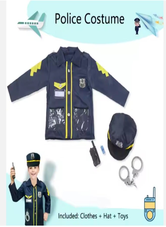 DUNISO Children's pilot costume, suitable for boys and girls to wear flight prop suits, role-playing sets, equipped with a hat and toy three piece set, suitable for heights of 100 to 130 centimeters - Image 4
