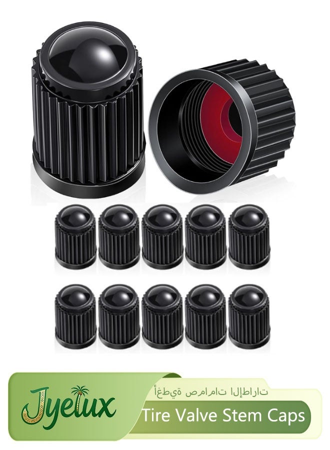 Jyelux 12 Pcs Tire Valve Stem Caps Car Tire Caps Plastic Universal Black Valve Stem Covers for Bike Bicycle Cars SUV Trucks Motorcycles (Black) - Image 1