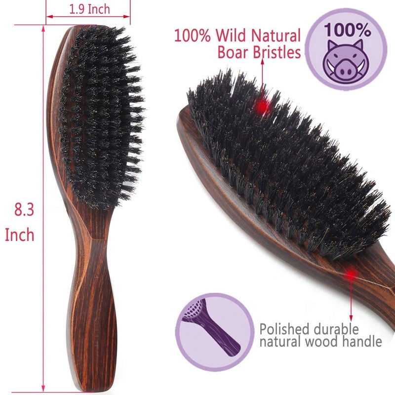 PERFEHAIR 100% Wild Natural Boar Bristle Hair Brush With Wooden Handle for Men and Women's Thin, Fine Hair - Image 1