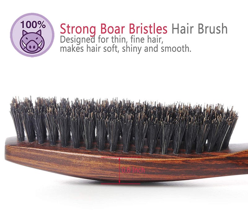 PERFEHAIR 100% Wild Natural Boar Bristle Hair Brush With Wooden Handle for Men and Women's Thin, Fine Hair - Image 2