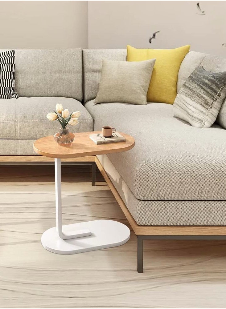 XiuWoo - Couch Table, C Shaped End Table, Sofa Side Table Slide Under for Living Room Bedside Bathroom Rustic Office Laptop Snack Coffee Table, Metal Frame, Easy Assembly 45*30*63CM - Image 1