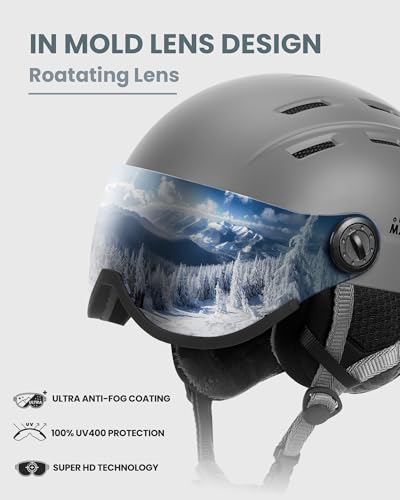 OutdoorMaster Snowboard Helmet with Ski Goggles,Ski Helmet and 2-in-1 Visor Detachable Goggles Set,Protective EPS Foam & 14 Cooling Vents -Snow Helmets for Men,Women & Youth - Image 2
