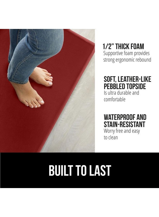 GORILLA GRIP Set of 2 Soft Anti Fatigue Mats for Kitchen Floor, Stain and Scratch Resistant, Waterproof Ergonomic Standing Office Desk Mat, Supportive Memory Foam Rug, 17x24+17x48, 1/2 Inch Thick, Red - Image 2