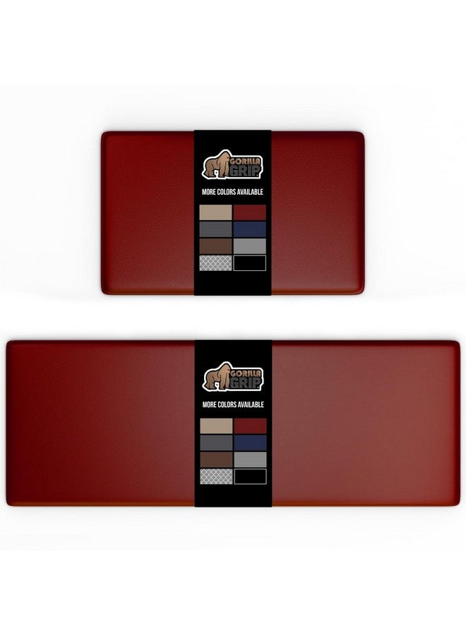 GORILLA GRIP Set of 2 Soft Anti Fatigue Mats for Kitchen Floor, Stain and Scratch Resistant, Waterproof Ergonomic Standing Office Desk Mat, Supportive Memory Foam Rug, 17x24+17x48, 1/2 Inch Thick, Red - Image 1