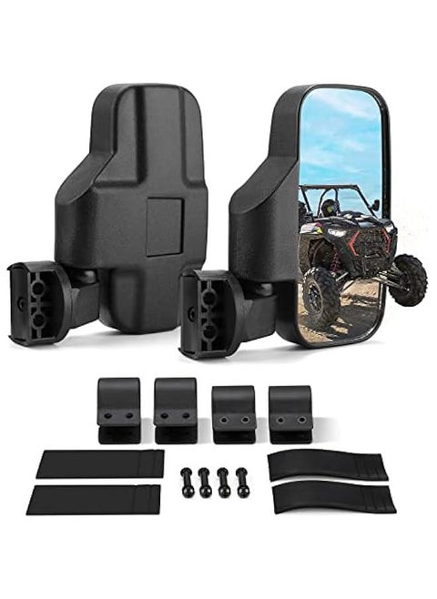 UTV Mirrors - Side Mirror for 1.6 to 2 Roll Cage, Compatible with Polaris RZR 900 1000 Can Am Kawasaki Mule Rhino YXZ Zforce Pioneer, Tempered Glass, Impact Resistant