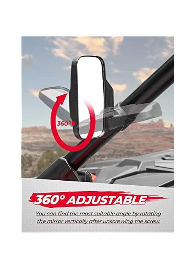 Arabest - UTV Mirrors - Side Mirror for 1.6 to 2 Roll Cage, Compatible with Polaris RZR 900 1000 Can Am Kawasaki Mule Rhino YXZ Zforce Pioneer, Tempered Glass, Impact Resistant - Image 1