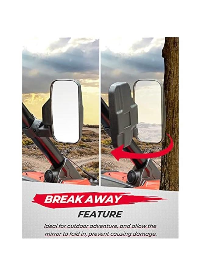 Arabest - UTV Mirrors - Side Mirror for 1.6 to 2 Roll Cage, Compatible with Polaris RZR 900 1000 Can Am Kawasaki Mule Rhino YXZ Zforce Pioneer, Tempered Glass, Impact Resistant - Image 1