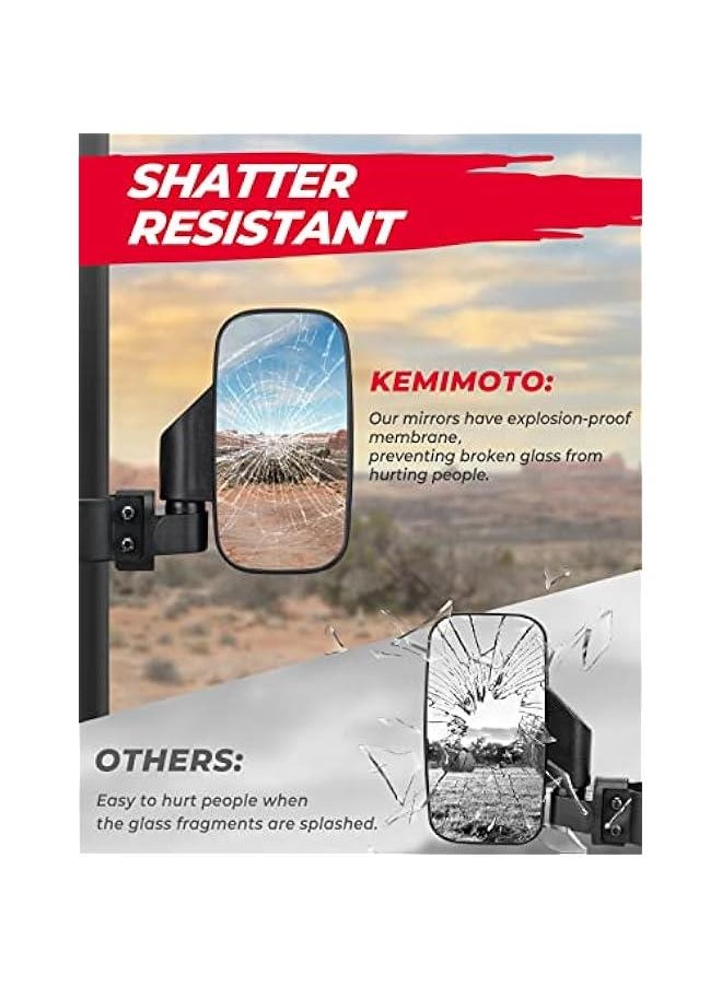 Arabest - UTV Mirrors - Side Mirror for 1.6 to 2 Roll Cage, Compatible with Polaris RZR 900 1000 Can Am Kawasaki Mule Rhino YXZ Zforce Pioneer, Tempered Glass, Impact Resistant - Image 1
