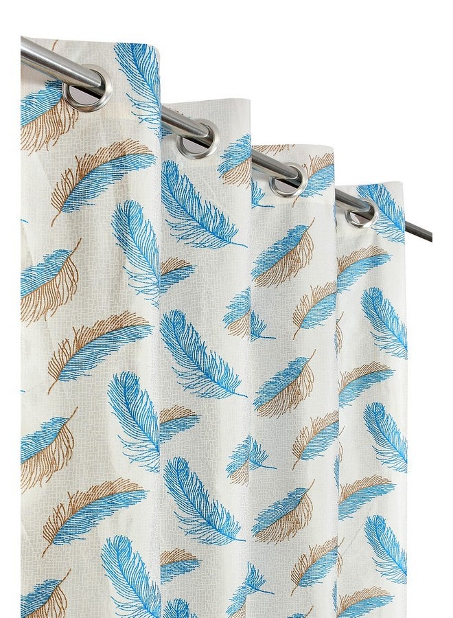 POLARTAINS Polyester Curtains 9 Feet Long Set of 2 for Long Door (Aqua 4 ft x 9 ft) | Floral - Image 1