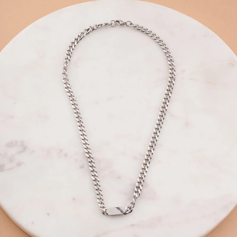 Palmonas  PALMONAS Bolt Signature Silver Cuban Chain Necklace for Men | 18K Gold Plated, Waterproof & Anti-Tarnish for Men | Best Price UAE