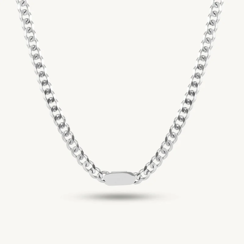 Palmonas Bolt Signature Silver Cuban Chain For Men - Waterproof & Anti-Tarnish