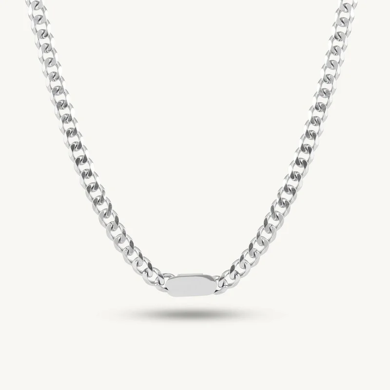 Palmonas PALMONAS Bolt Signature Silver Cuban Chain Necklace for Men | Waterproof & Anti-Tarnish