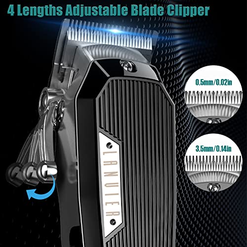 LANVIER Hair Clippers for Men, Professional 10W/7500RPM High Speed Barber Clipper for Hair Cutting and Grooming, Dual Voltage Cordless Hair Trimmer Kit with LED Display & Storage Case - Black - Image 3